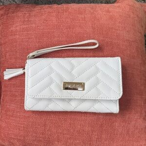 Bebe White Quilted Wristlet Clutch NWOT